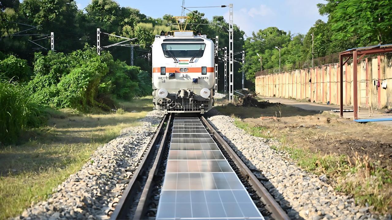India's First Removable Solar Panels Installed Between Railway Tracks