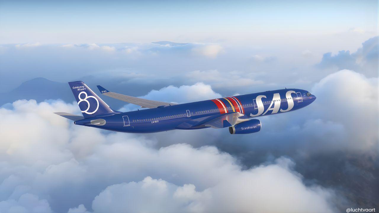 SAS Unveils All-Blue A330 for 80th Anniversary