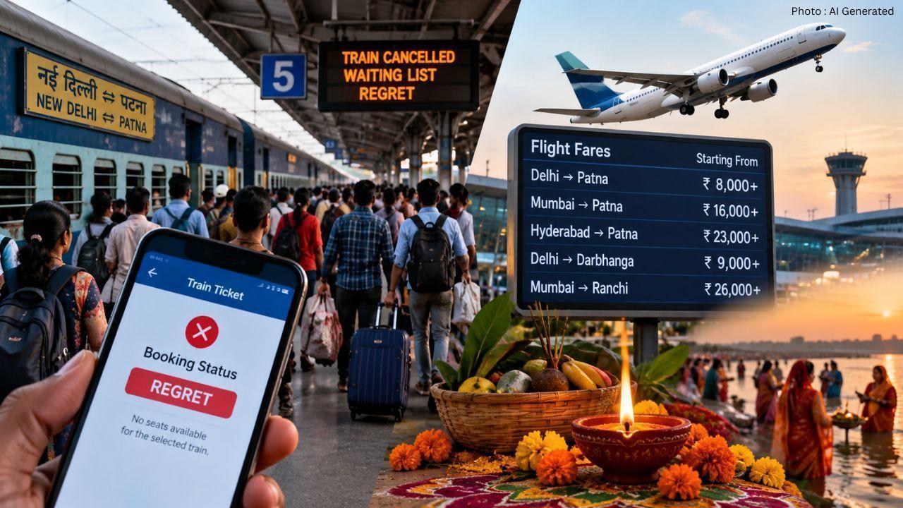 Diwali-Chhath Travel: Train Tickets Show ‘Regret’ as Flight Fares Cross ₹26,000